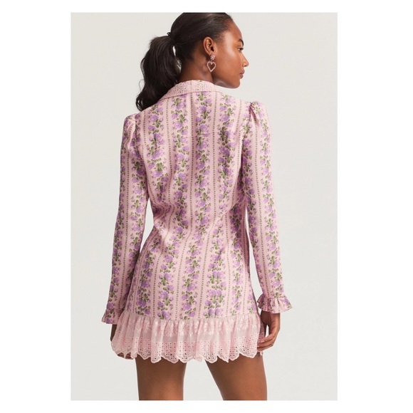 New! LOVESHACKFANCY Moonstone Mini Blazer Dress in Blushing Pink - Picture 6 of 16